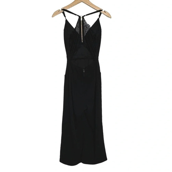 Emerald Sundae S black molded cup halter neck lace‎ cut out back jumpsuit - Picture 3 of 7